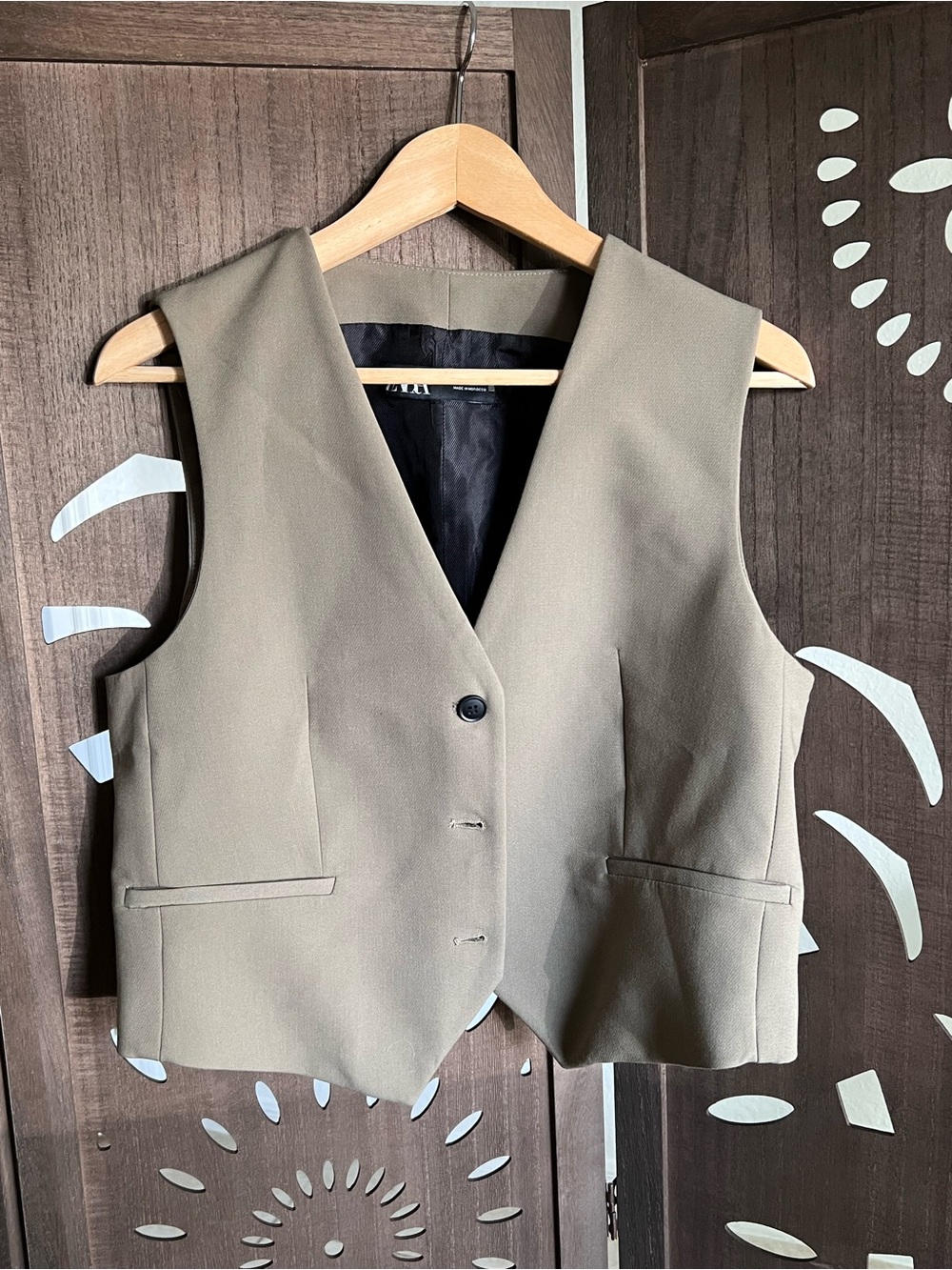 Zara beige Tailored Waistcoat Vest